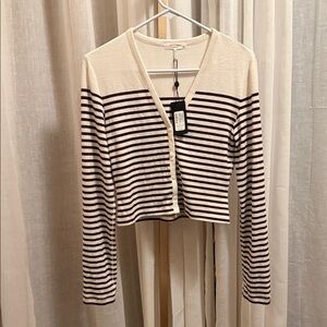 Rag & Bone Cream and Brown Striped Cardigan